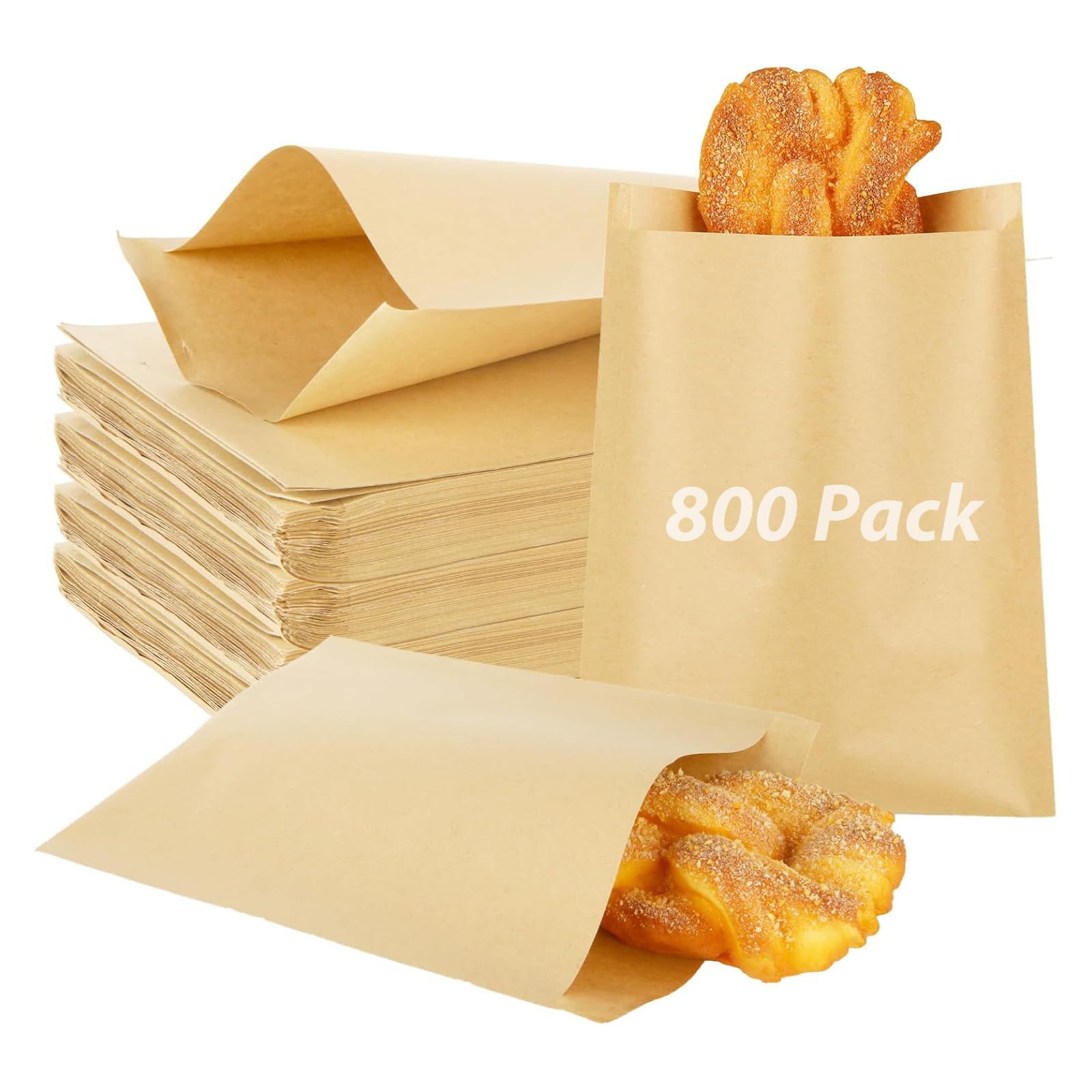 800 Pack 8x6 Inch Wax Paper Sandwich Bags - Greaseproof, Food Safe Bakery Bags for Cookies, Candies, Snacks & More | Perfect for Picnics, Lunchboxes & Party Favors