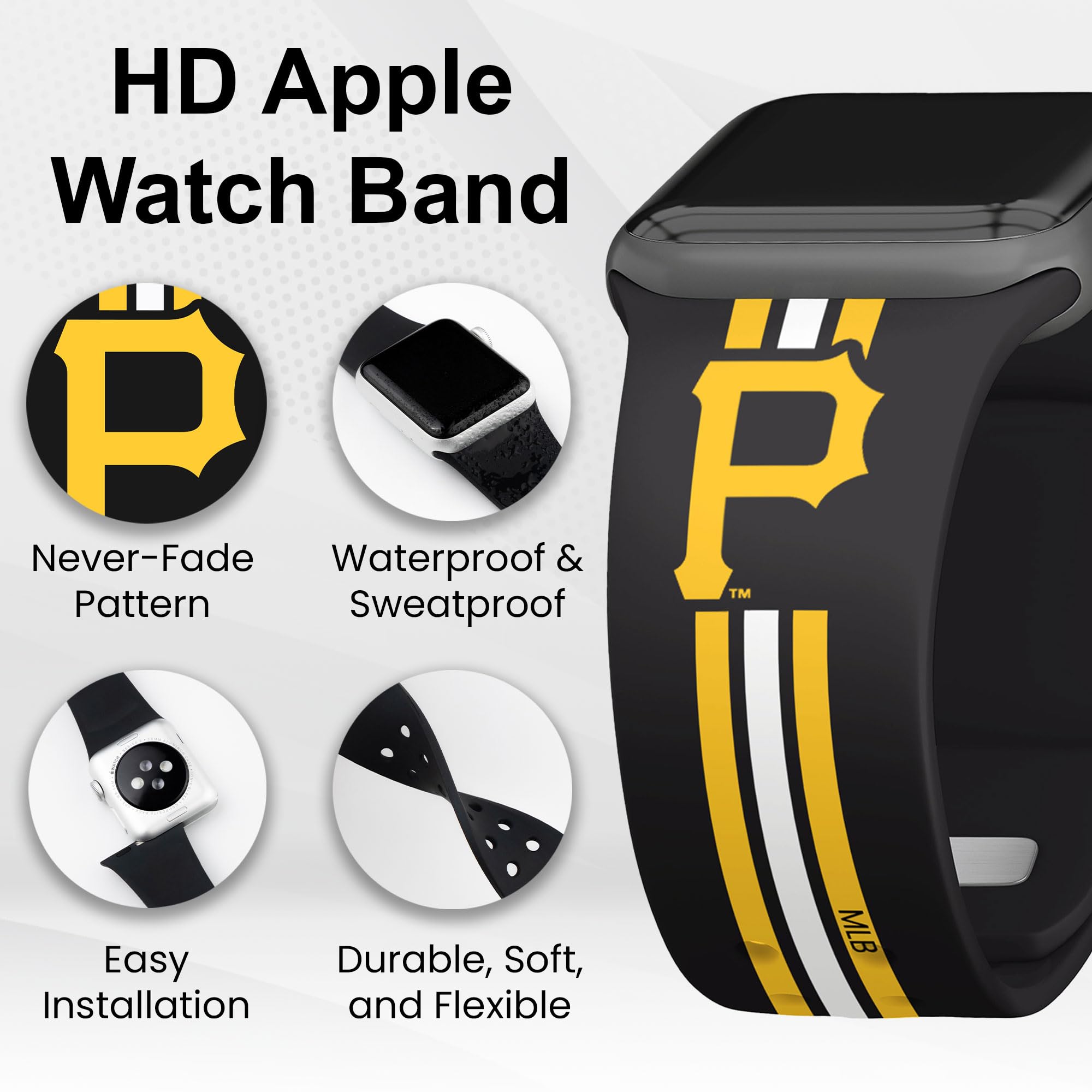 Pittsburgh Pirates HD Apple Watch Band - Compatible with All Apple Watch Models - Perfect for Game Day, Sports Fans & Team Spirit Accessories
