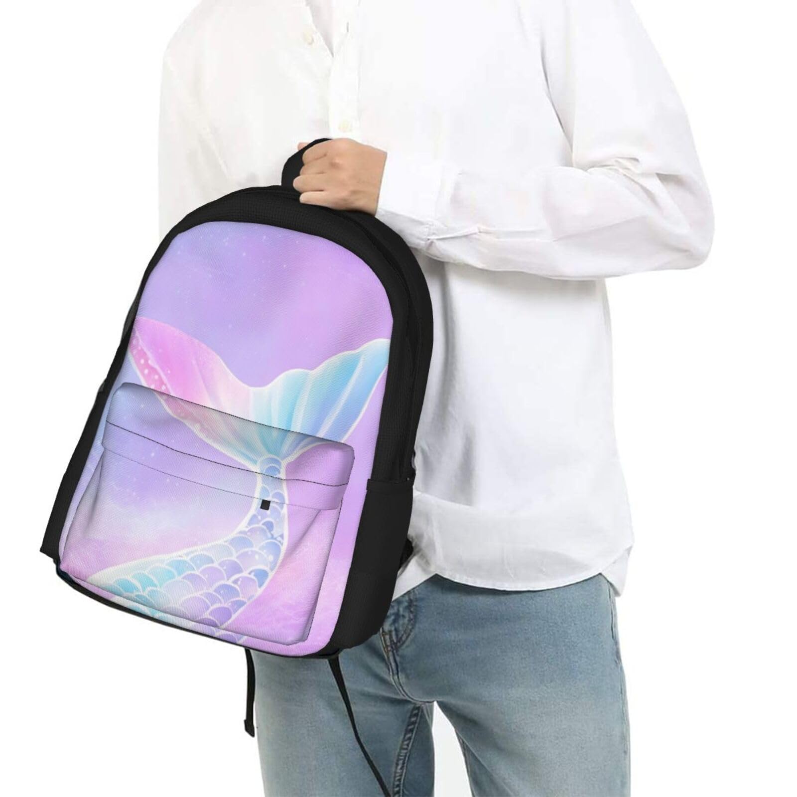 Delerain 17 Inch Mermaid Tail Backpack for School & Travel - Lightweight Laptop Book Bag for Teens Boys & Girls (1st-6th Grade) - Perfect for Daily Use, Classes & Weekend Adventures