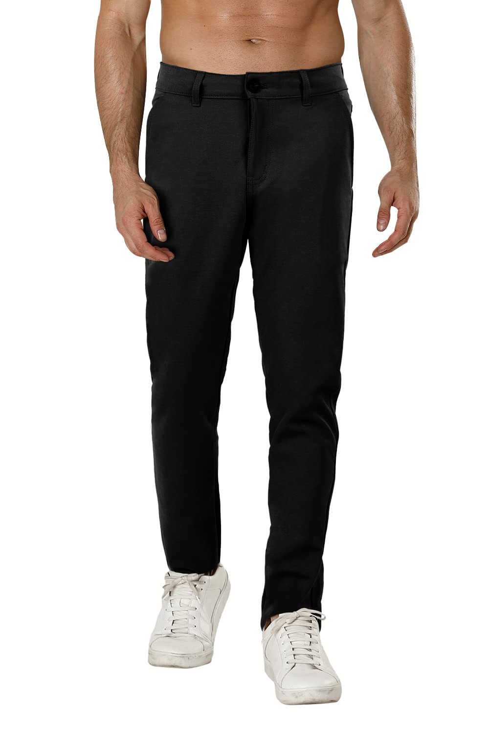 GINGTTO Men's Slim Fit Flat-Front Chino Pants - Comfortable Stretch Dress Pants for Office, Business Casual & Everyday Wear
