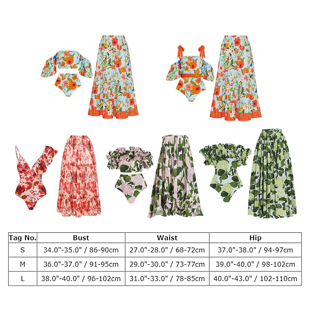 **Women's Floral Print One Piece Swimsuit with Cover Up Skirt - Bikini Sarong Set for Beach, Pool & Vacation - Bathing Suit with Wrap Skirt**