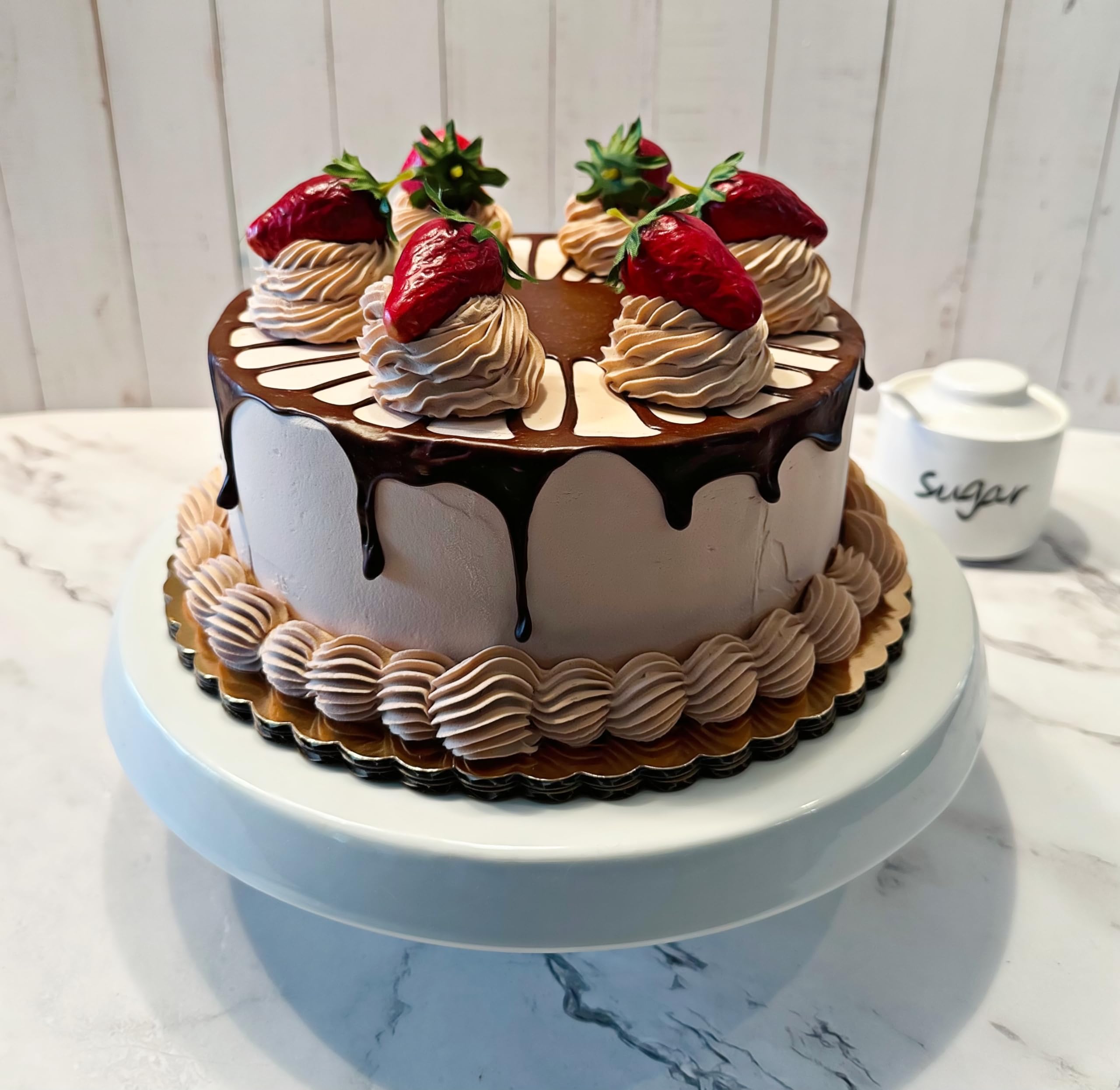 Dezicakes Handmade Fake Chocolate Stripe Cake - Artificial Decorative Cake for Party, Wedding, and Dessert Table Displays