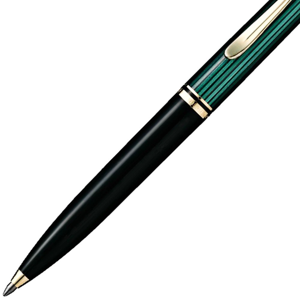 Pelikan K400 Ballpoint Pen - Premium Oil-Based Ink, Green Stripe Design, Authentic German Import | Perfect for Business, Gifting & Luxury Writing Needs