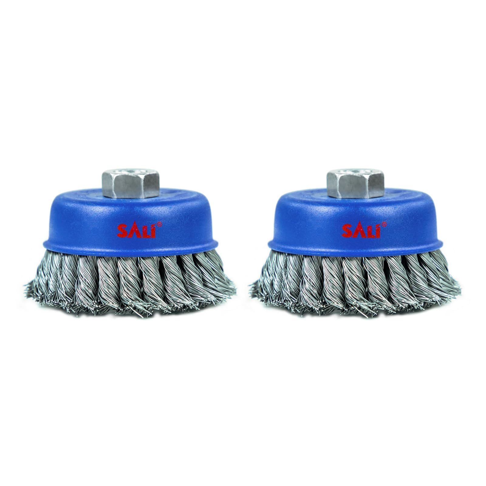 2 Pack 4 Inch Twisted Knotted Wire Cup Brush for Angle Grinder - Heavy Duty Rust Removal, Paint Stripping & Surface Cleaning - 5/8-11 Inch Arbor - Perfect for Metal Restoration, Auto Repair & Woodworking Projects