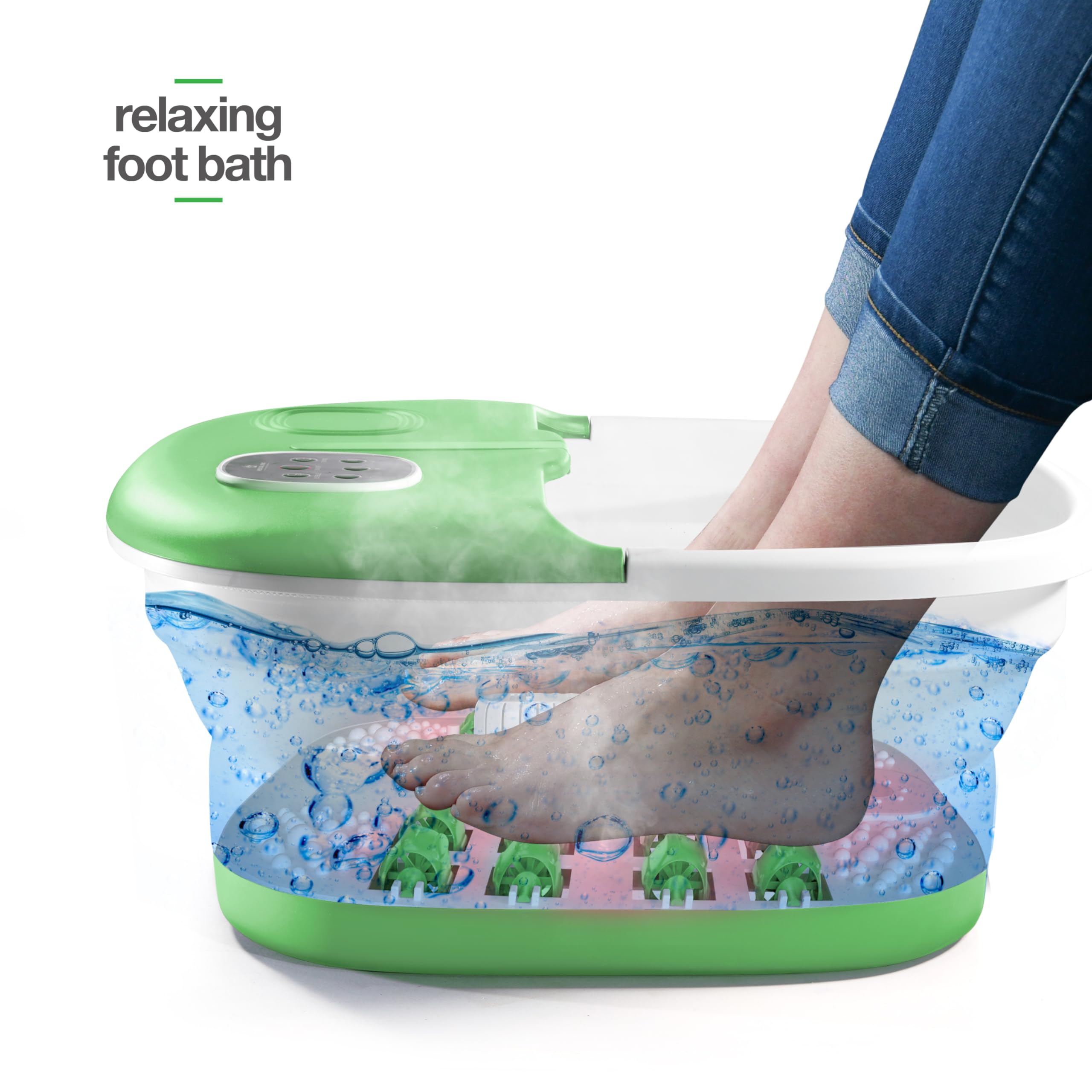 Medical King Collapsible Foot Spa with Heat, Massage Jets, Bubbles & Vibration - Remote Control & Pumice Stone Included | Portable Foot Massager for Relaxation, Pain Relief & Home Spa Treatment