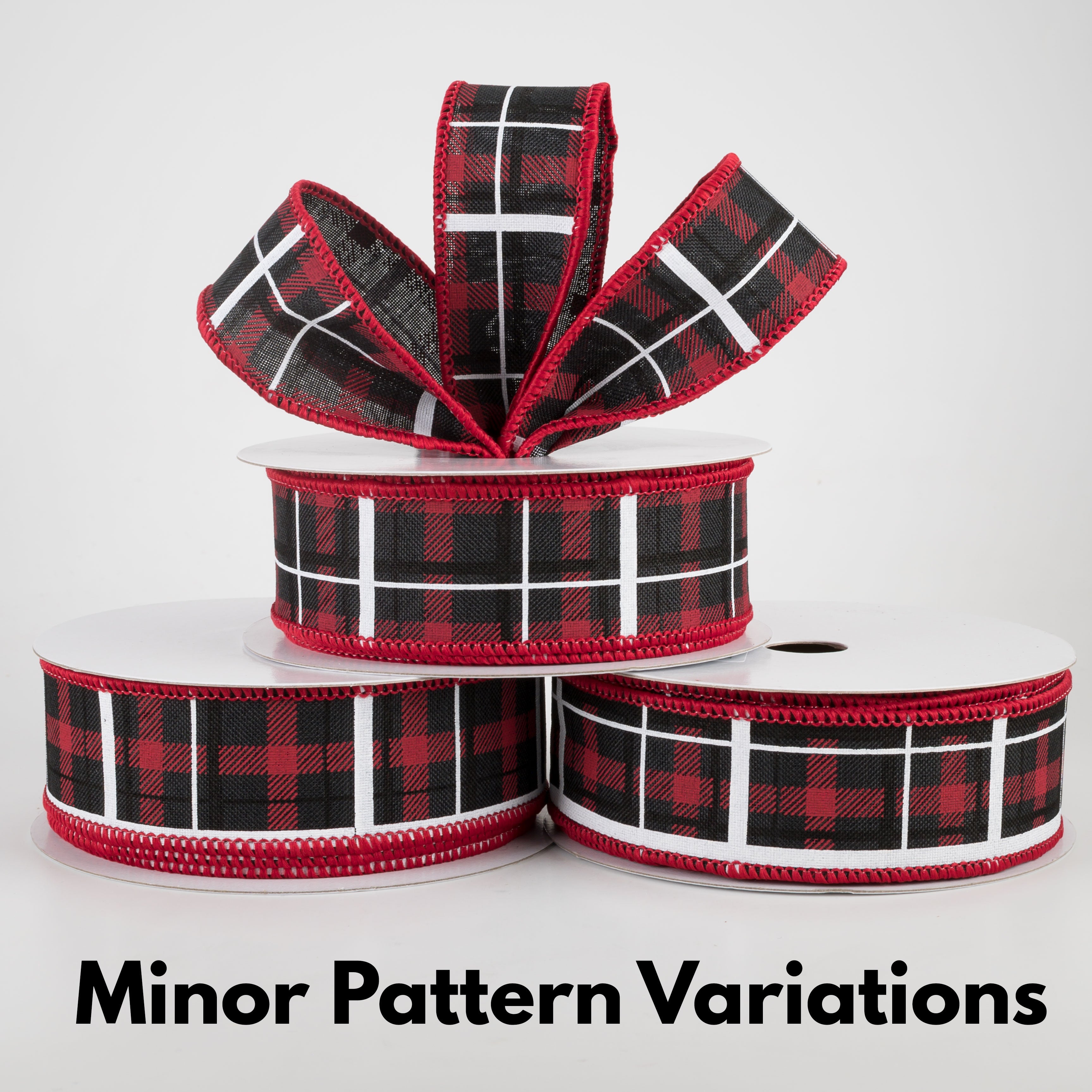 1.5 Inch Print Plaid Ribbon - Black Red White Checkered Ribbon for Gift Wrapping, Crafts, DIY Projects (10 Yards)