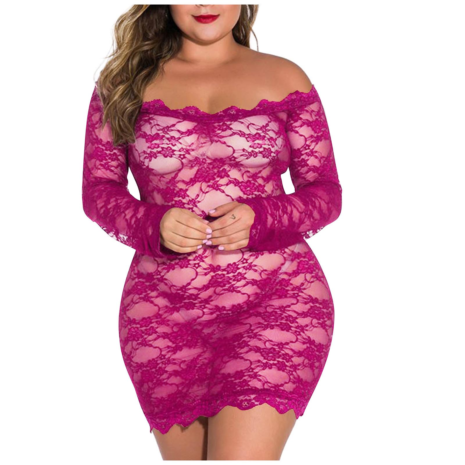 Sexy Lace Babydoll Lingerie for Women - Valentine's Day Exotic Chemise Sleepwear with Crotchless Design for Romantic Nights & Naughty Play - Perfect for Boudoir Photos, Honeymoon & Sensual Gifts