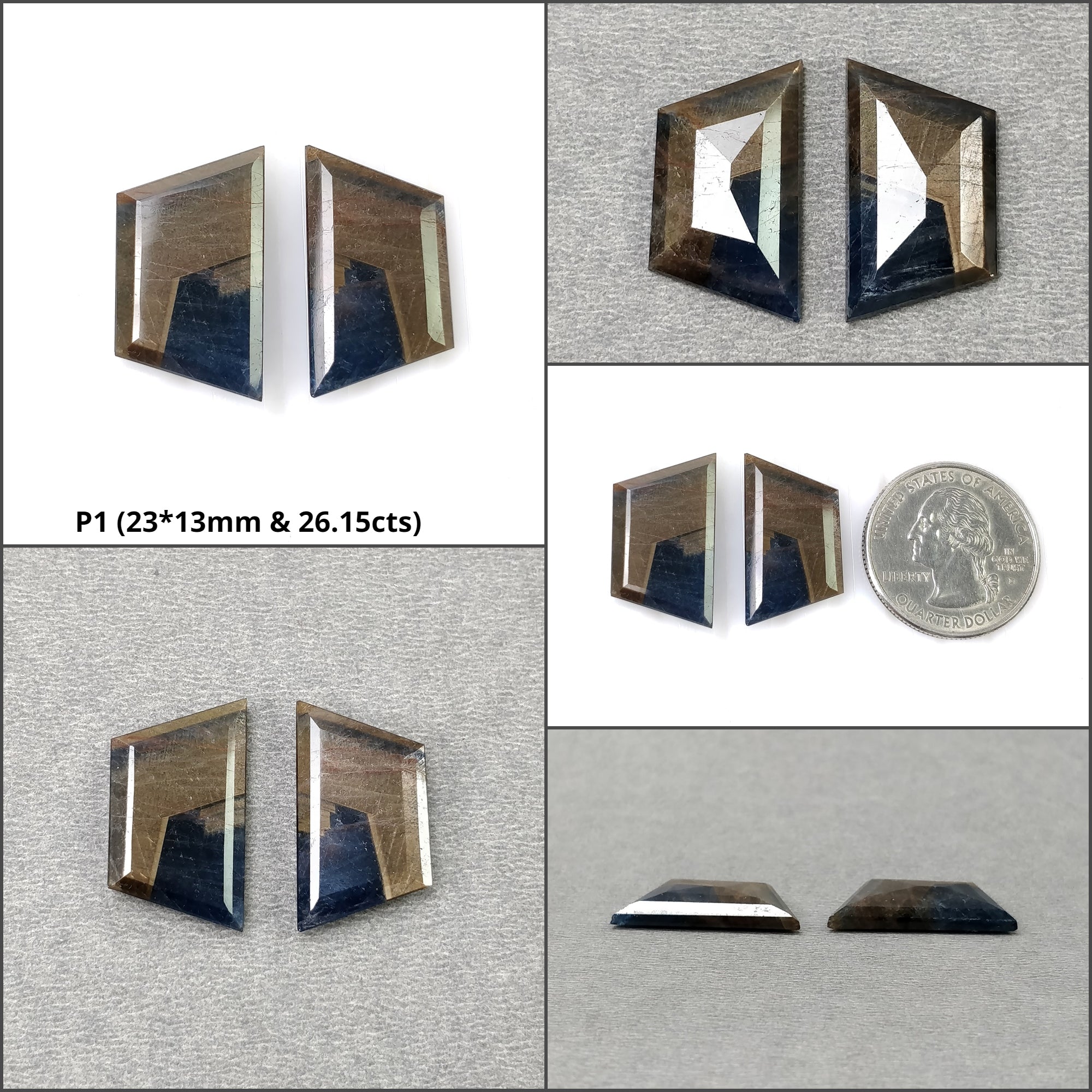 Natural Untreated Golden Brown Chocolate Blue Sheen Sapphire Gemstone Pair - Normal Cut, Uneven Shape for Jewelry Making, Engagement Rings & Unique Gifts