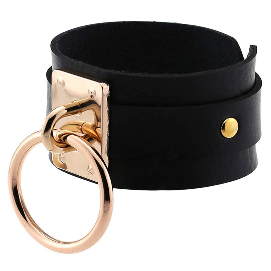 Punk Rock Gothic Bracelet - Adjustable Gold Silver PU Leather Wristband for Men & Women | Perfect for Concerts, Festivals, and Alternative Fashion Outfits