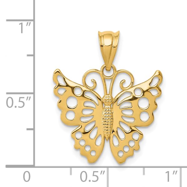 14K Solid Yellow Gold Butterfly Wings Necklace - Dainty Pendant Charm for Women - Perfect for Valentine's Day Gifts, Anniversary Presents & Everyday Elegance