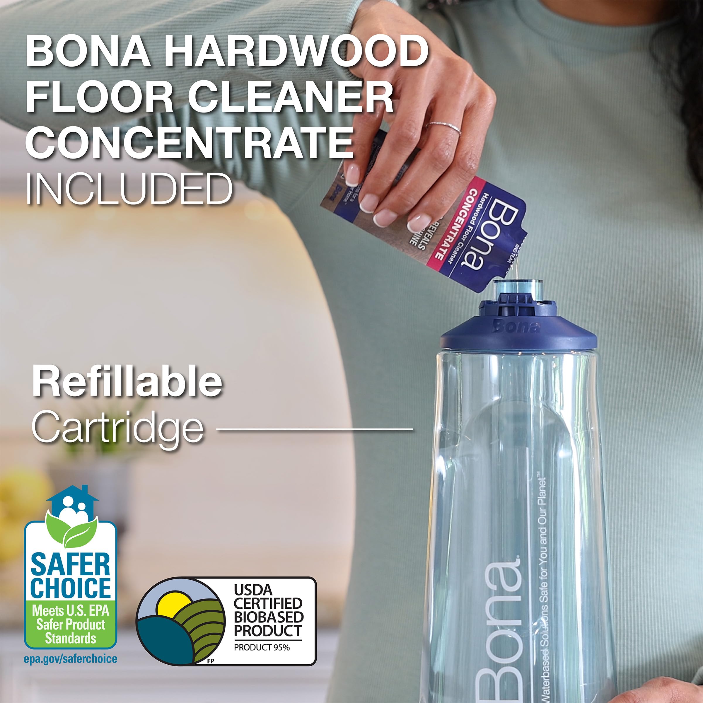 Premium Bona Hardwood Floor Spray Mop - with Cleaning Concentrate & Washable Pads - for Quick Home Cleaning
