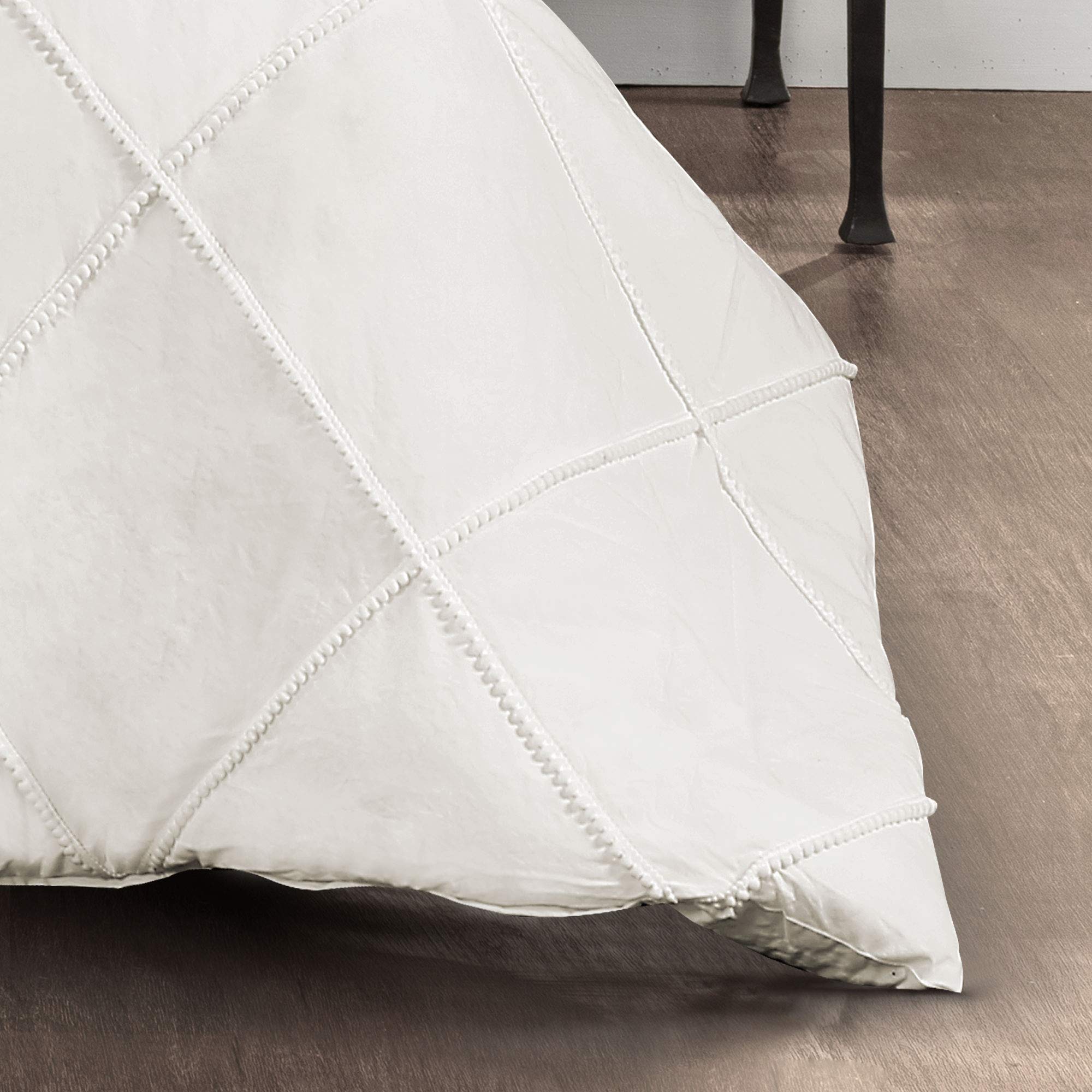 Lush Decor Diamond Pom Pom King Comforter Set - White for Bedroom Decor