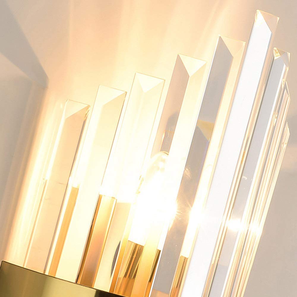 Luxury Crystal Wall Sconce 2-Light Gold LED E14 Wall Lamp - Modern European Style for Bedroom, Living Room, Hallway & Indoor Decor - Perfect for Ambient Lighting, Accent Walls & Luxury Home Interiors