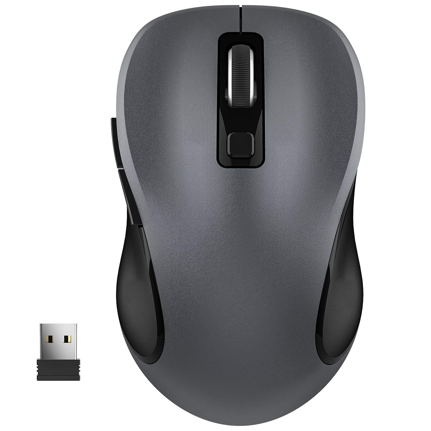 WisFox 2.4G Wireless Ergonomic Mouse for Laptop & PC - 6 Button Cordless Mouse with USB Receiver, 3 Adjustable DPI Levels - Compatible with Windows & Mac - Perfect for Office, Gaming & Travel (Grey)