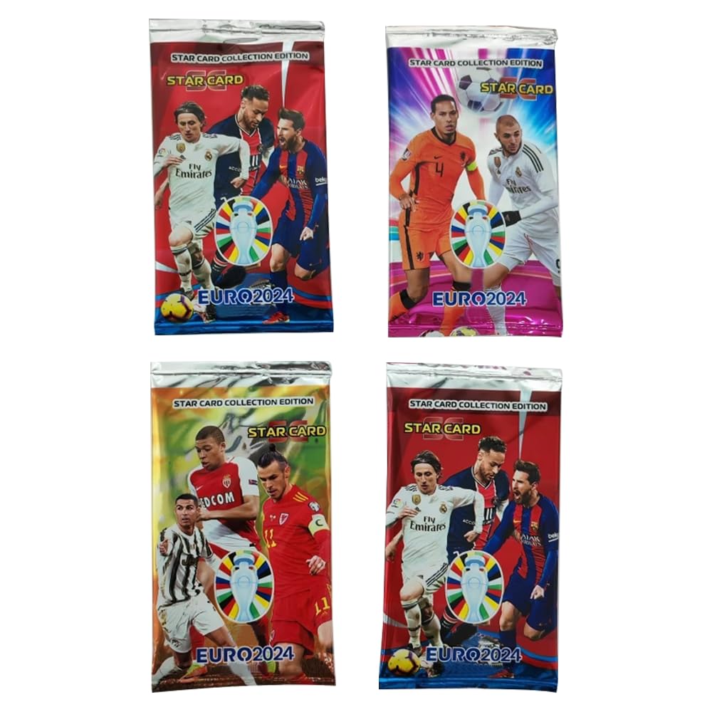 Euro Soccer Cards - 32 Unique Greatest Soccer Player Trading Cards Collection for Kids & Adults | Random Pack of 4 with Different Players | Perfect for Collecting, Gifting & Game Nights