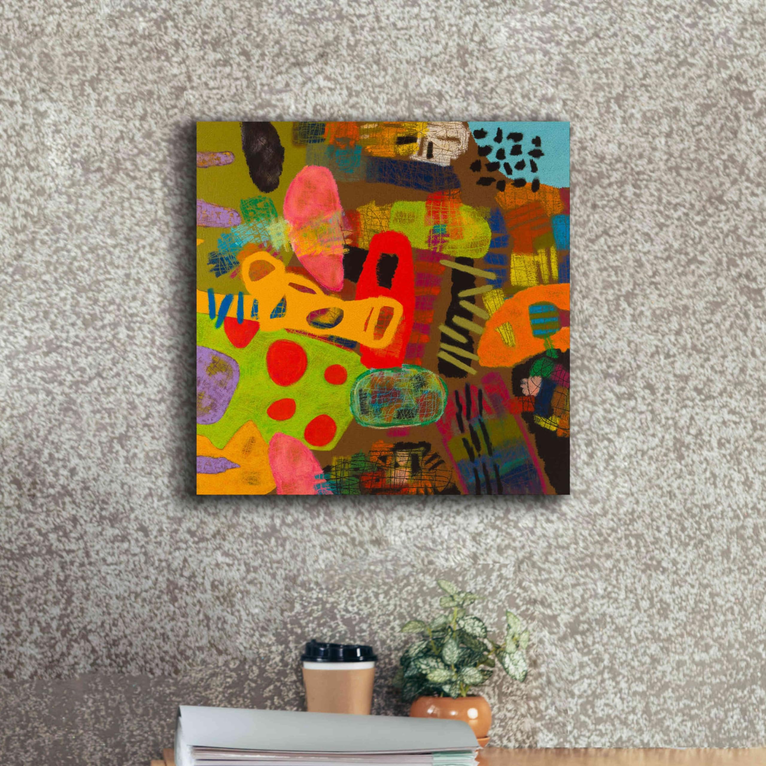 Epic Graffiti 'Conversations in the Abstract 19' by Downs - Premium Giclee Canvas Wall Art Print 18x18 Inches - Modern Abstract Graffiti Painting for Living Room, Bedroom & Office Decor