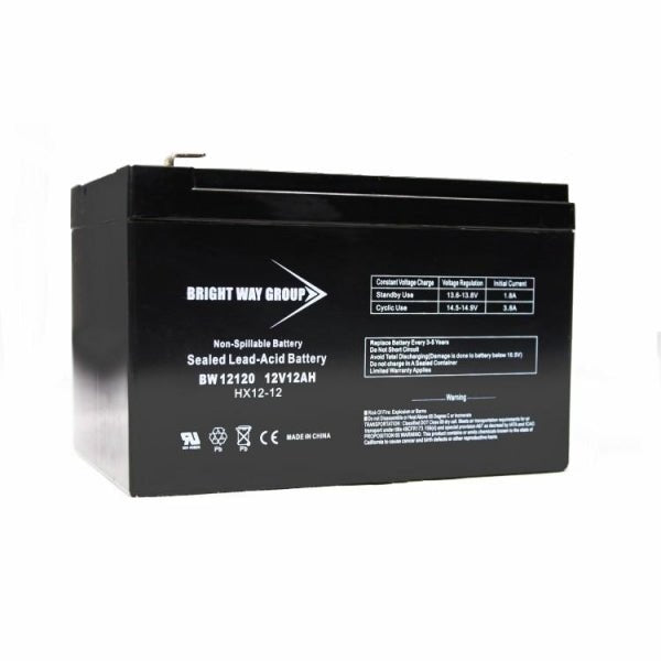 12V 12Ah F1 Terminal Battery - WA12120 Rechargeable 12 Volt 12 Amp Power Source for Motorcycles, Scooters, and Power Sports Equipment