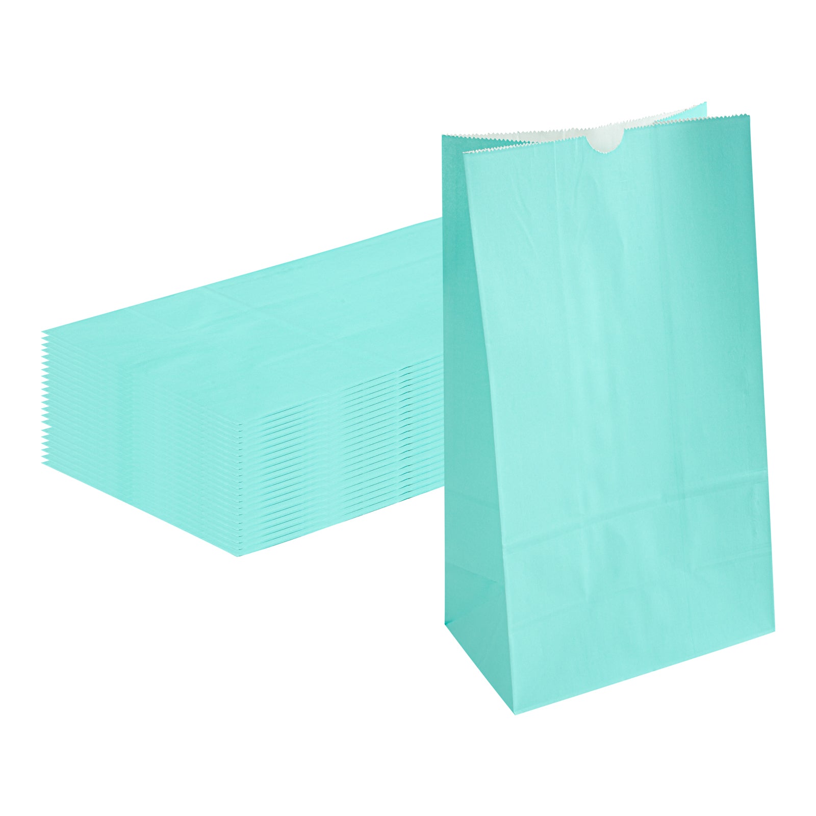 Premium Turquoise Paper Bags - 12 lb Weight Capacity, 7 x 4.25 x 12.5 Inches, 100 Count Box - Perfect for Gift Wrapping, Party Favors & Retail Packaging