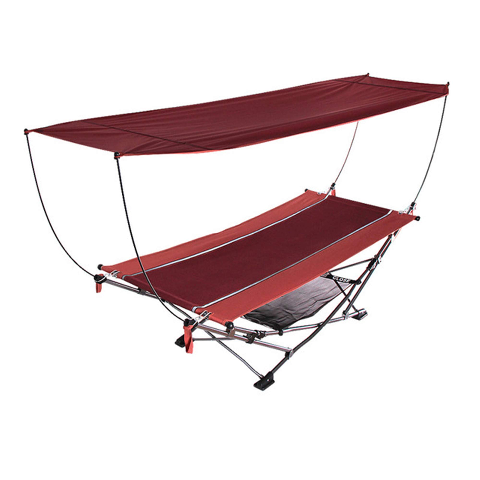 HBIAO Portable Camping Hammock with Awning & Pillows - Foldable Hanging Bed for Outdoor, Beach, and Indoor Use - Perfect for Relaxation, Backyard Lounging, and Travel Adventures