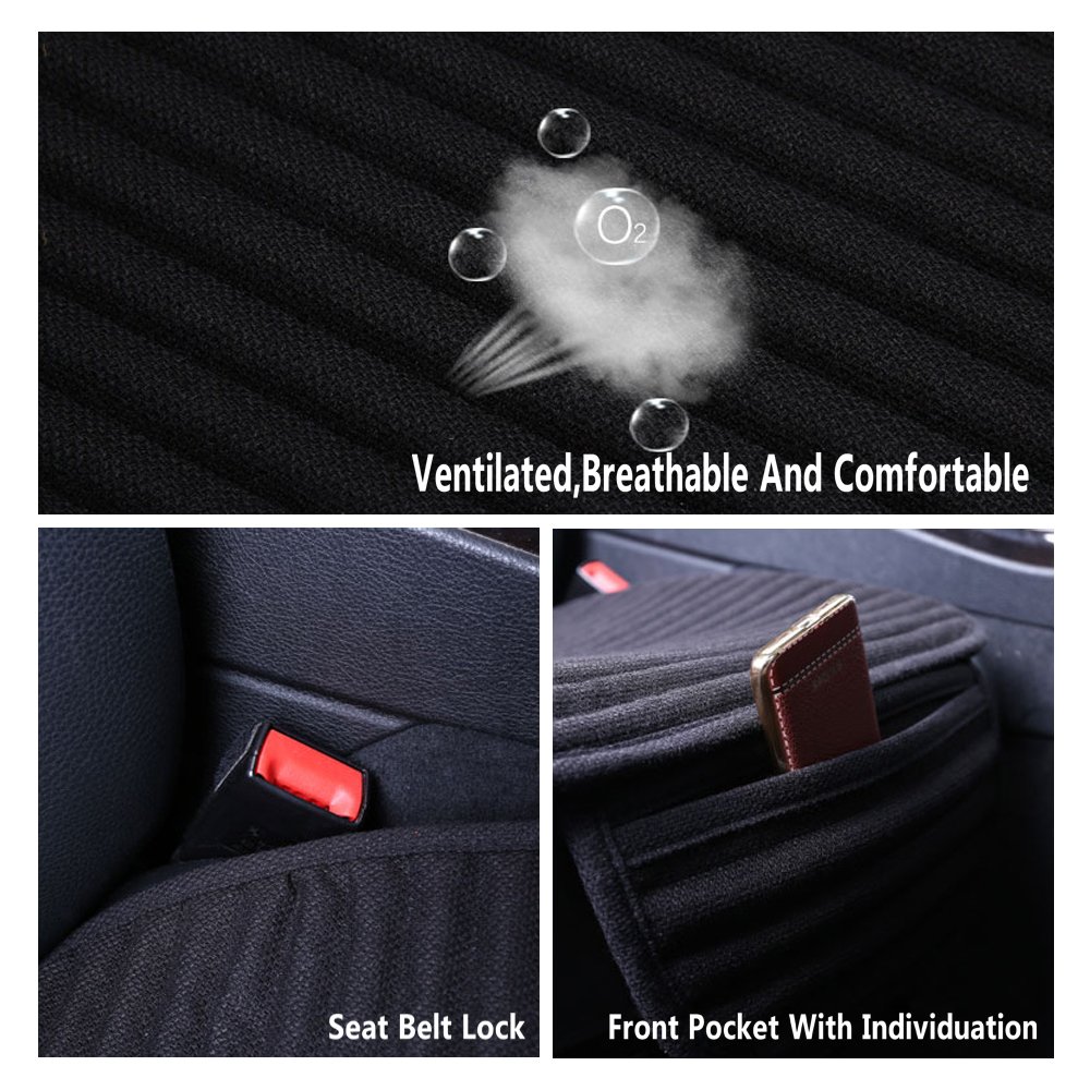 Universal Buckwheat Hull Car Seat Covers Backrest - Airbag Compatible, Breathable & Comfortable (1 Pack, Black) - Perfect for Long Drives, Commuting & Road Trips