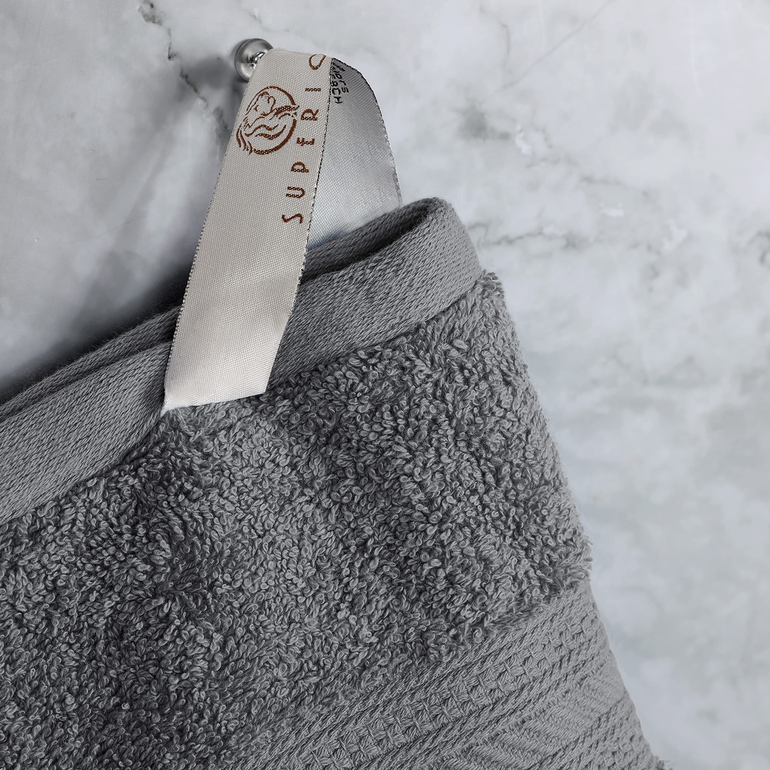 Premium 12-Piece Atlas Cotton Towel Set - Ultra Soft, Highly Absorbent Bath & Hand Towels for Spa, Salon, Hotel & Home Use - Includes 4 Bath, 4 Hand & 4 Face Towels - Luxury Grey Bathroom Essentials