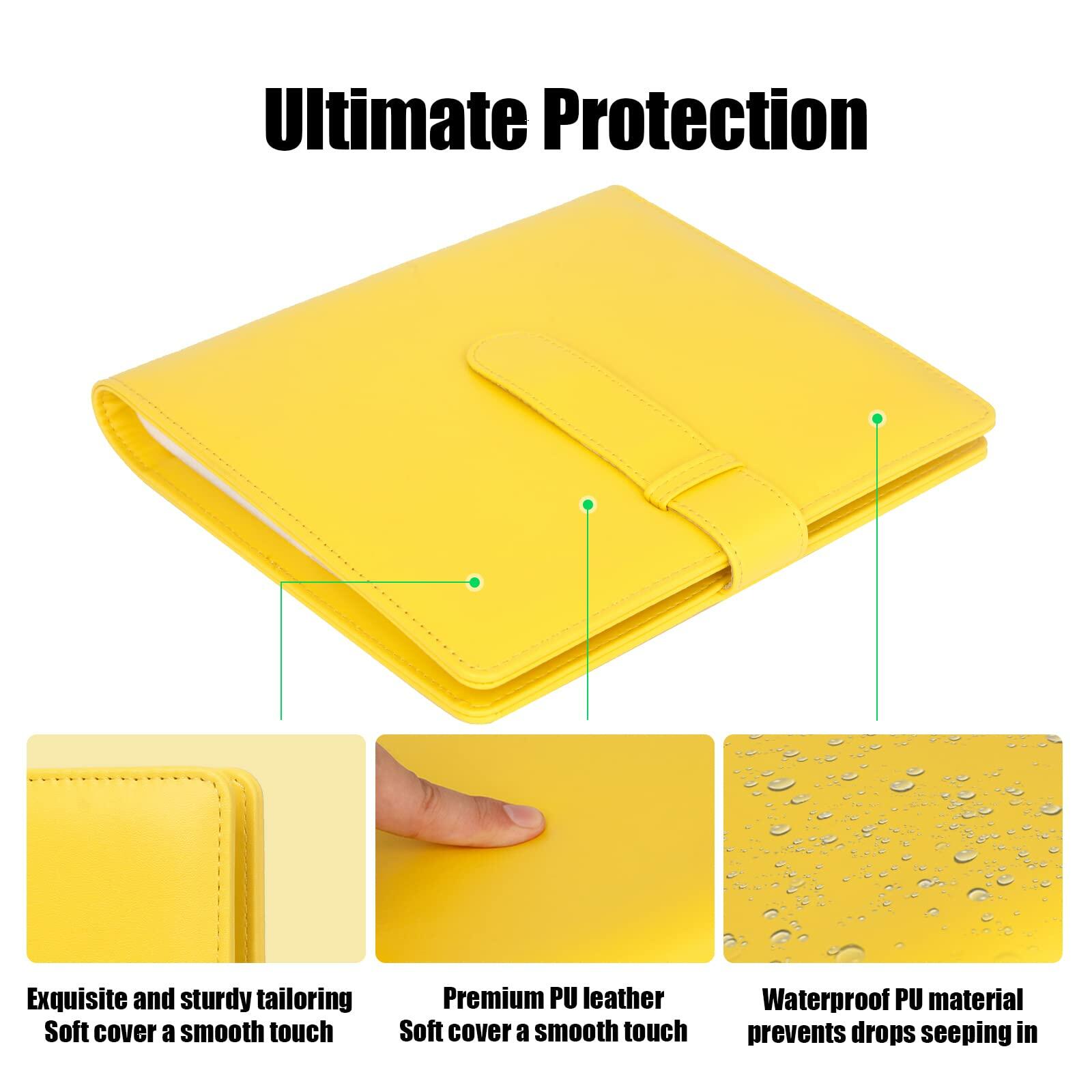 256 Pockets Photo Album for Fujifilm Instax Mini & Polaroid 2x3 Photos - Yellow Scrapbook for Instant Camera Prints | Perfect for Travel Memories, Wedding Keepsakes & DIY Projects