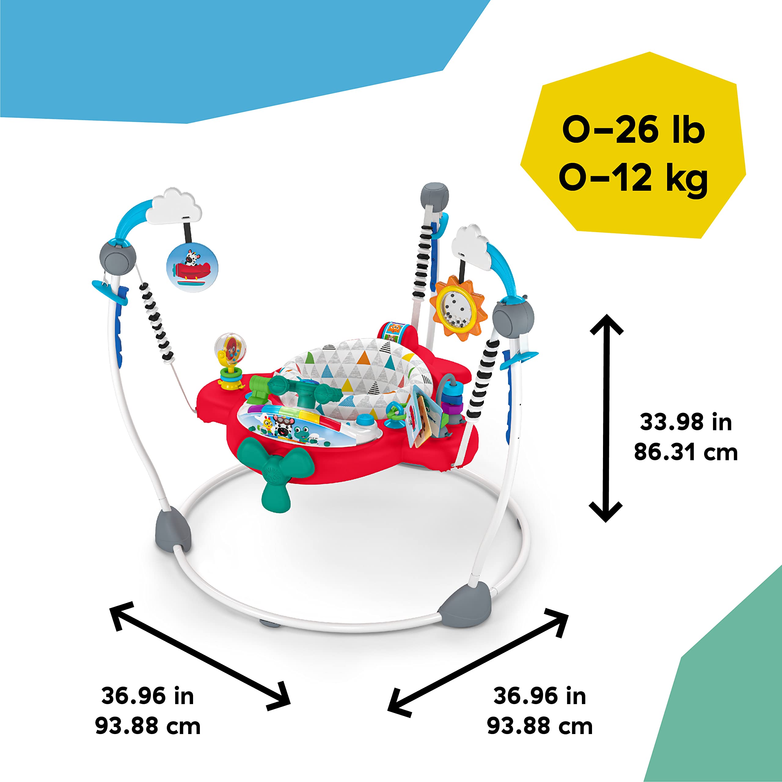 Baby Einstein Ocean Explorers Airplane Adventure 2-in-1 Interactive Activity Jumper with Lights & Sounds - Developmental Toy for Babies 6+ Months - Perfect for Playtime, Learning & Motor Skills Development - Gift for Boys & Girls
