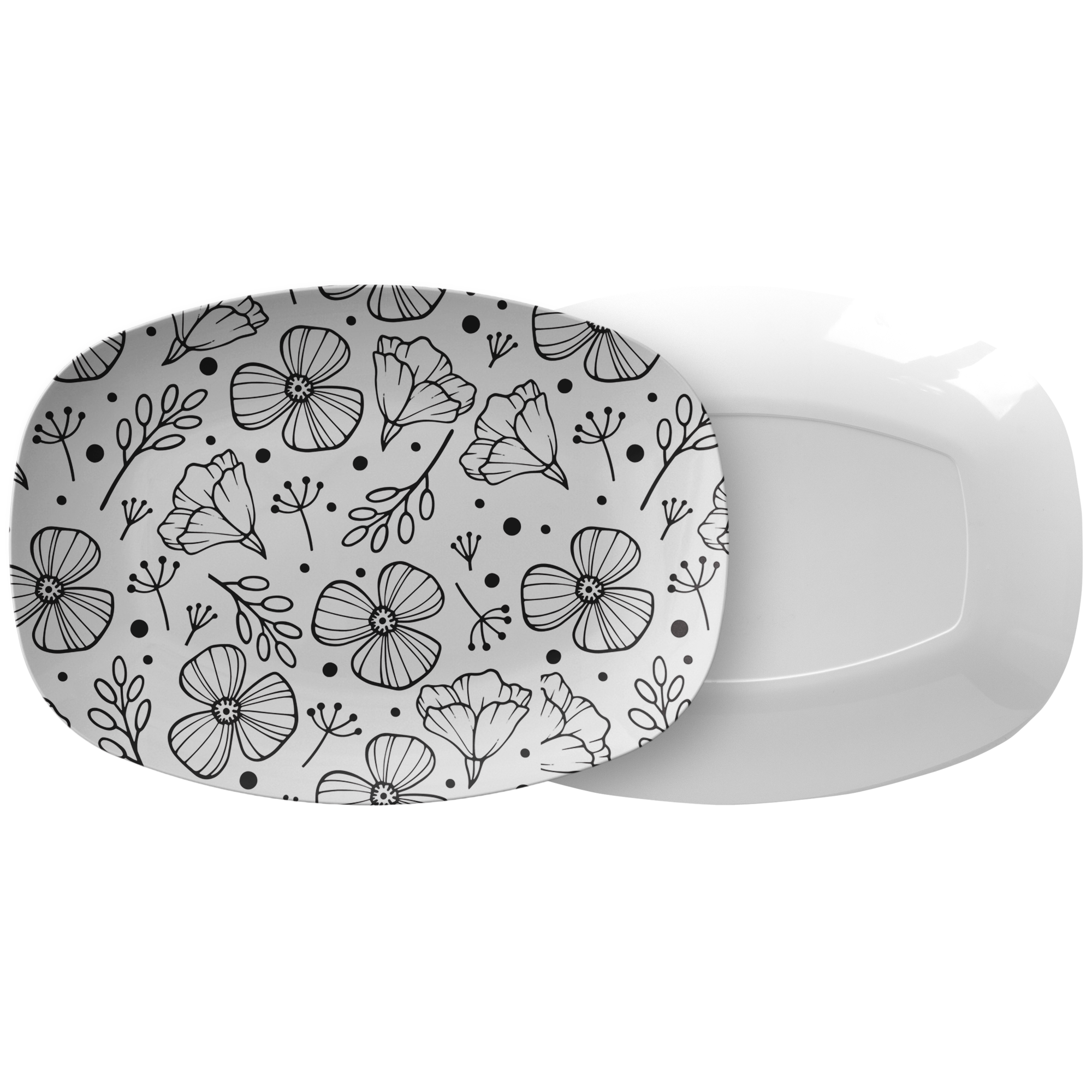 Elegant Floral Plastic Serving Tray - Decorative Party Platter for Appetizers, Desserts & Entertaining - Perfect for Weddings, Brunches & Home Decor