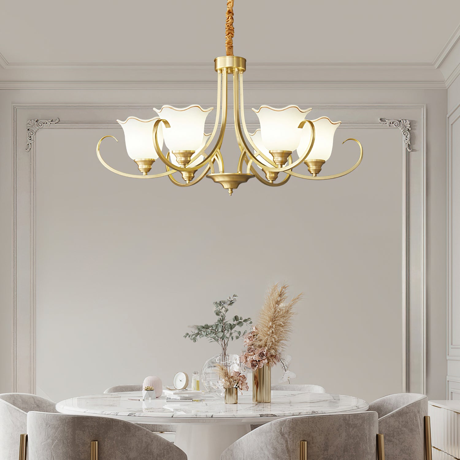 Elegant Blooming Flower Glass Chandelier - Modern Crystal Ceiling Light Fixture for Dining Room, Bedroom & Living Room Decor