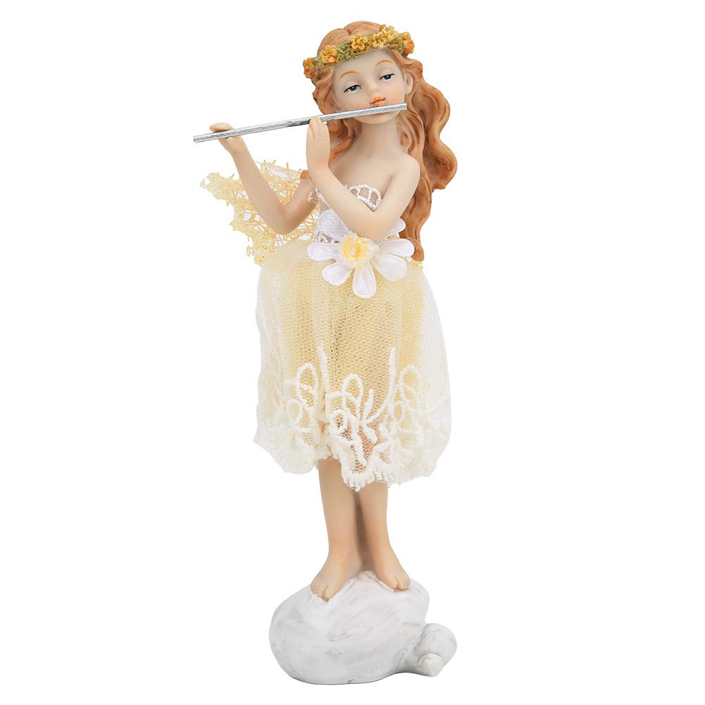 Flower Fairy Playing Flute Figurine - Elegant Desk Decor for Home, Office & Party | Perfect Gift for Fairy Lovers & Home Decor Enthusiasts | Ideal for Bookshelf, Mantel & Wedding Centerpiece Decorations