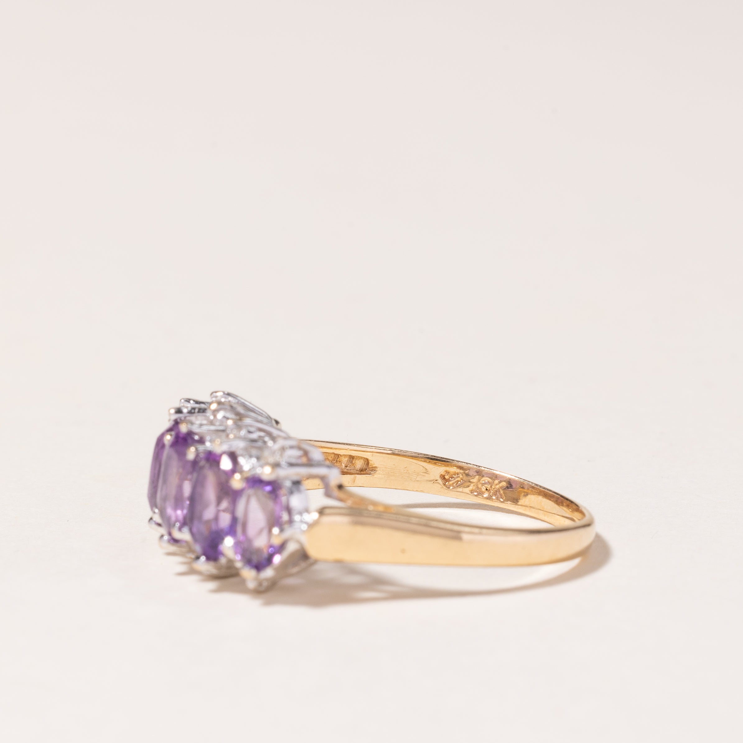 10K Gold Amethyst and Diamond Ring - 1.50ctw Amethyst with 0.04ctw Diamonds - Size 6.5 - Elegant Purple Gemstone Jewelry for Women - Perfect for Engagement, Anniversary & Special Occasion Gifts