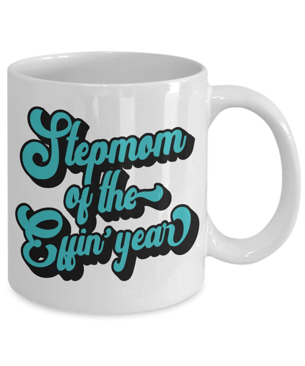 Stepmom of the Year Coffee Mug - 11 oz Ceramic Cup for Stepmothers | Funny Gift for Stepmom Birthday, Mother's Day & Appreciation | Perfect for Coffee, Tea & Hot Drinks at Home or Office