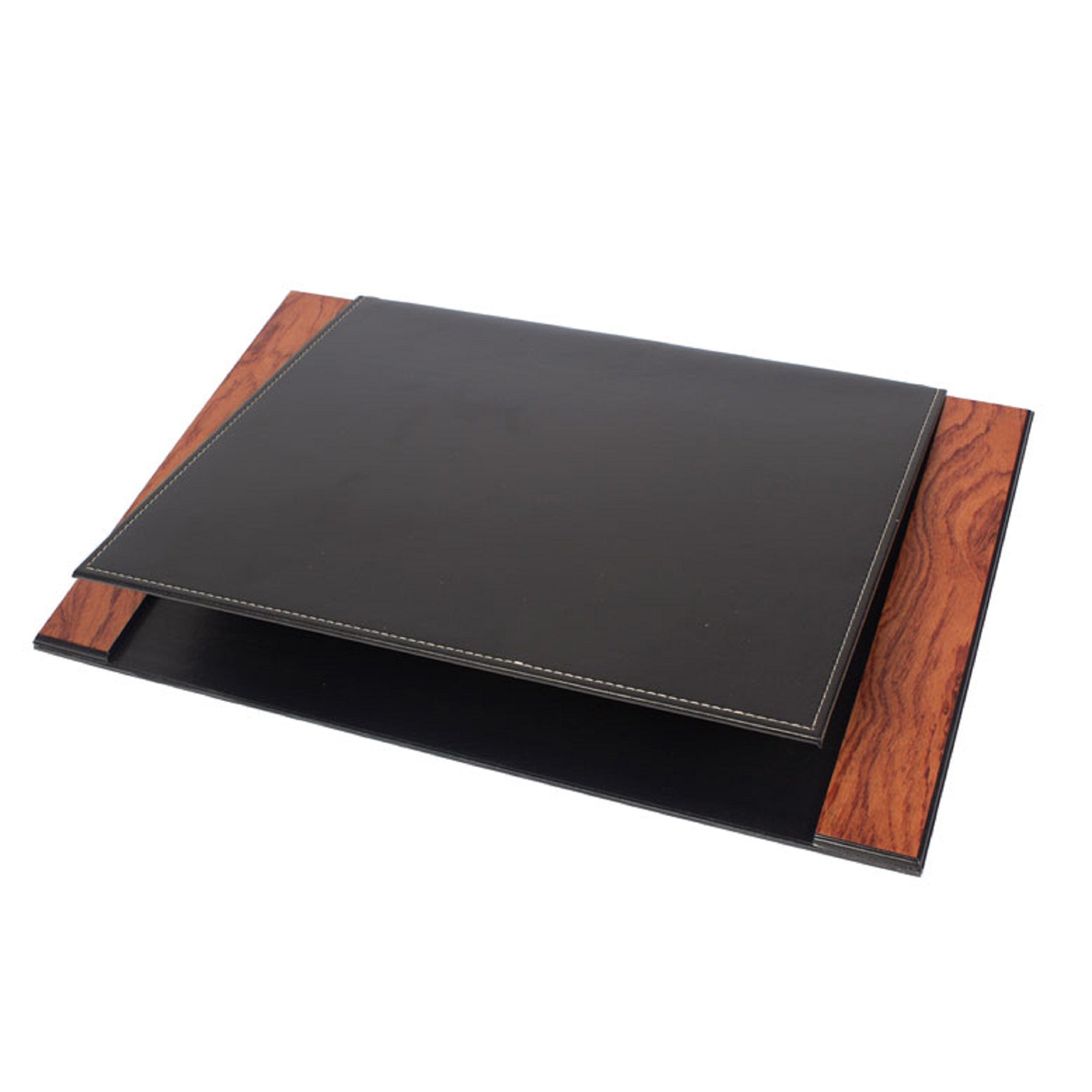 Premium MOOG Leather Desk Pad with Mahogany Wood Base - Elegant Office Desk Protector with Cover for Writing, Typing & Home Office Decor