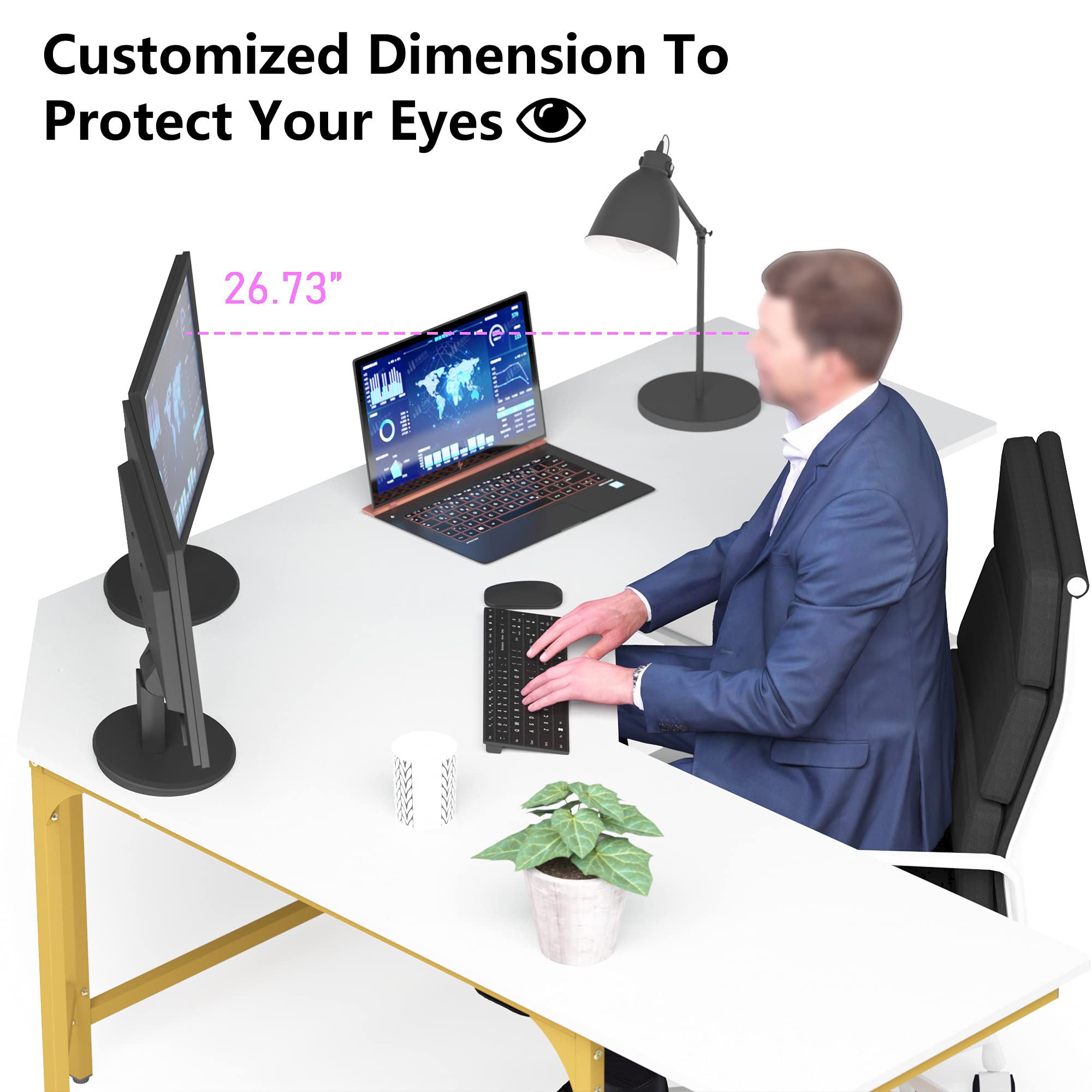 Modern L-Shaped Computer Desk with 4-Tier Shelves, 54.21