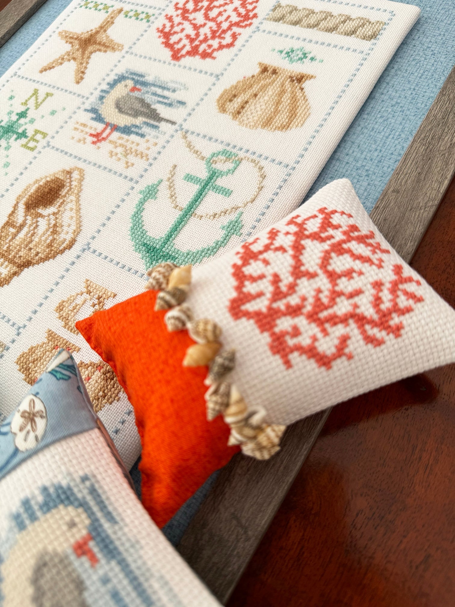 Shoreline Sampler Cross Stitch Pattern Kit - Beach Themed Embroidery Design for Beginners & Advanced Stitchers - Perfect for Home Decor, Gifts & Coastal Craft Projects