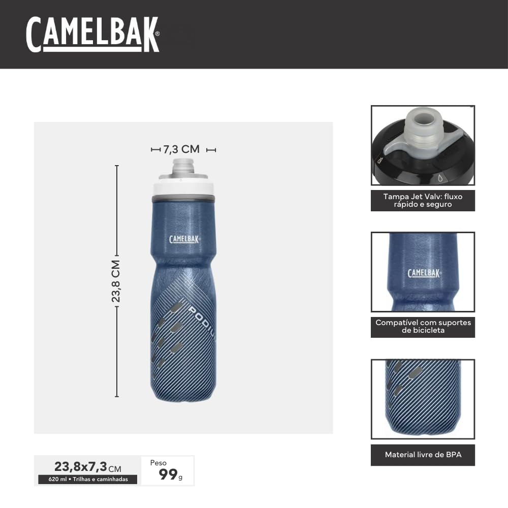 CamelBak Podium Chill Insulated Bike Water Bottle - 21oz Leakproof Cycling Water Bottle with Easy Squeeze Design - Fits Most Bike Cages - Navy Perforated - Perfect for Road Biking, Mountain Cycling & Outdoor Workouts