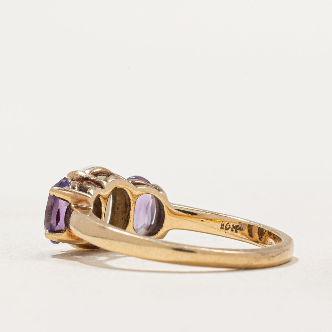 Opal & Amethyst Three Stone Ring - 0.60ct & 0.80ctw Gemstone Jewelry - Size 6.25 - Elegant Birthstone Gift for Women - Perfect for Anniversary, Birthday & Special Occasions