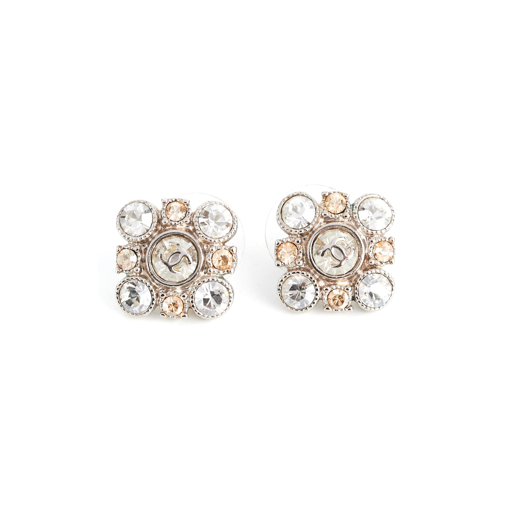 Chanel Rhinestone Logo Earrings - Luxury Costume Jewelry for Women - Perfect for Parties, Weddings & Special Occasions