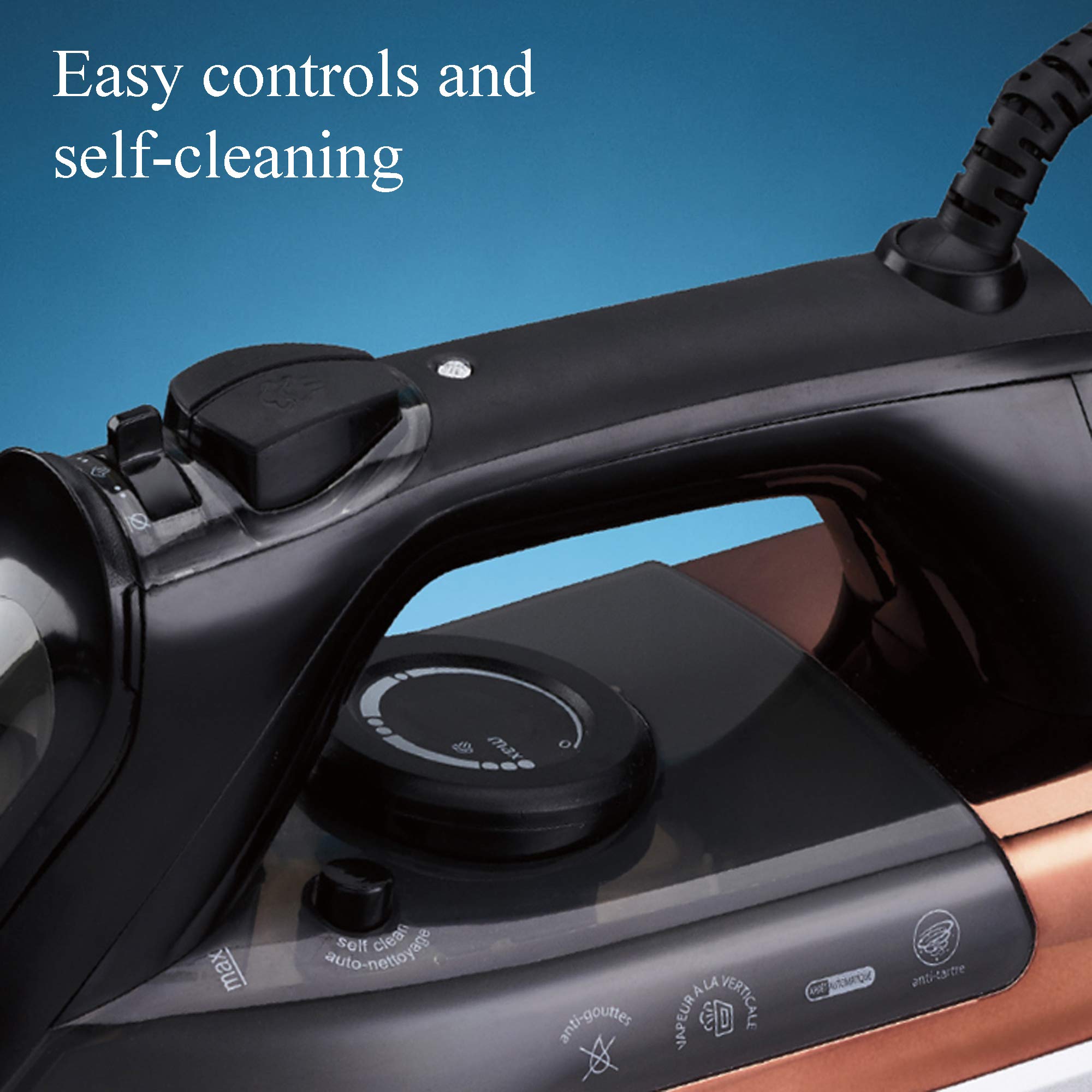 Conair ExtremeSteam 1875 Watt Professional Steam Iron for Clothes - Powerful Garment Steamer for Home & Travel, Perfect for Wrinkles Removal on Shirts, Dresses & Suits