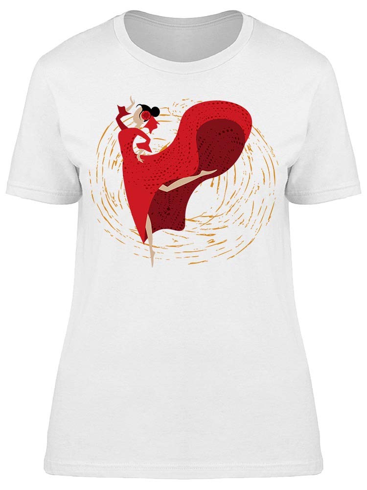 Flamenco Dancer Pose Red T-Shirt for Women - Stylish Casual Top for Dance Performances & Spanish Themed Parties