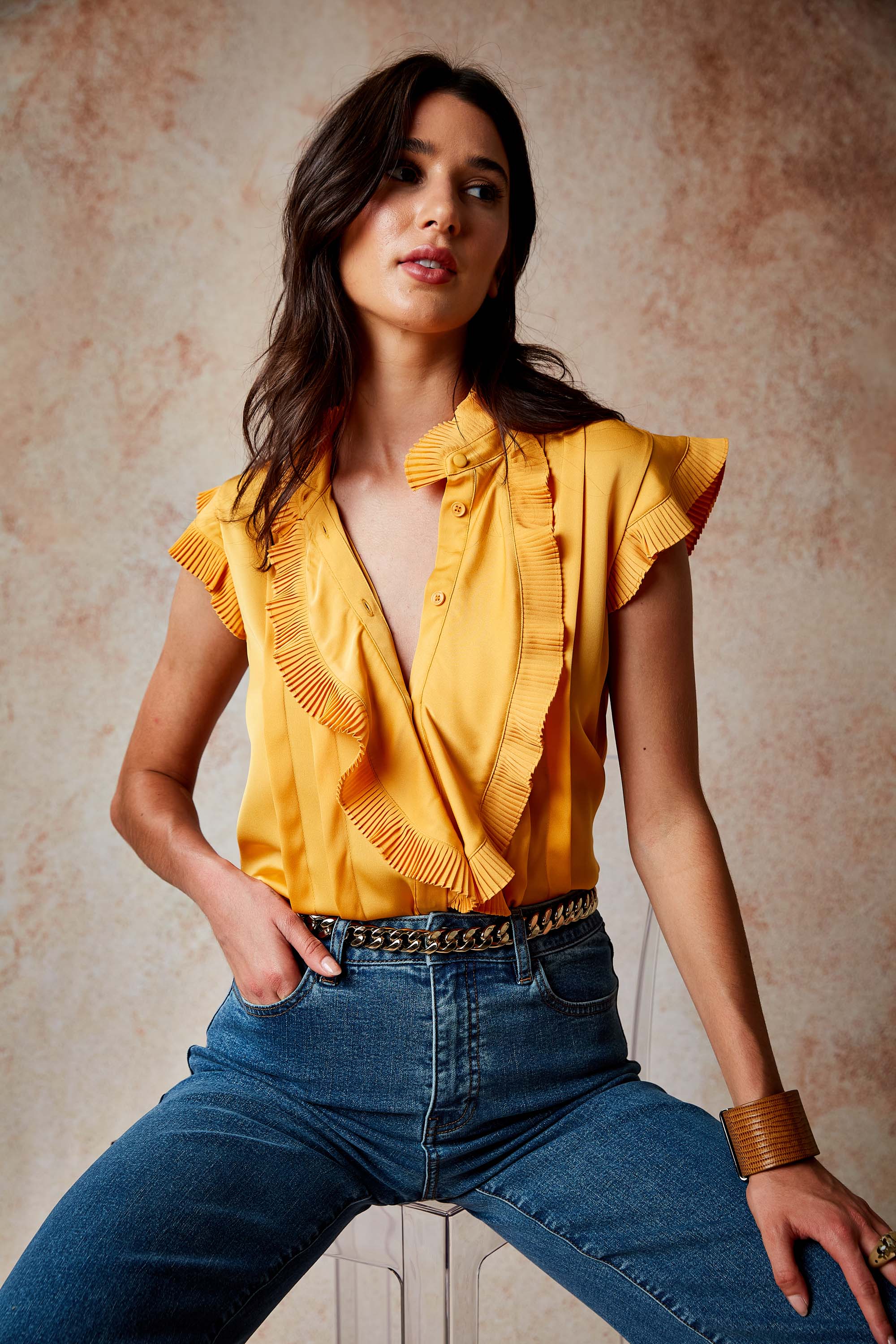 Elegant Silk Ruffle Blouse for Women - Flowy & Chic Top for Work, Date Night & Special Occasions