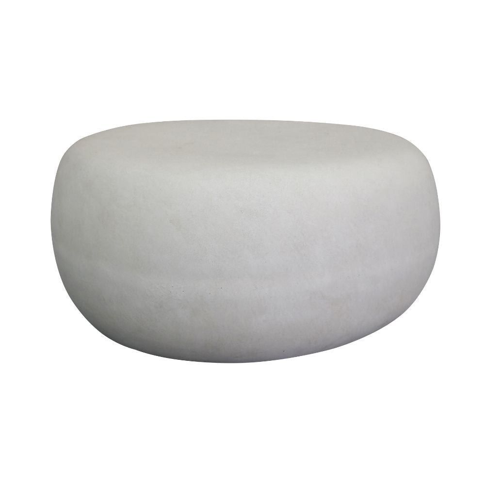 ROCCO 65cm White Concrete Pebble Coffee Table - Indoor & Outdoor Use for Patio, Garden, and Living Room Decor