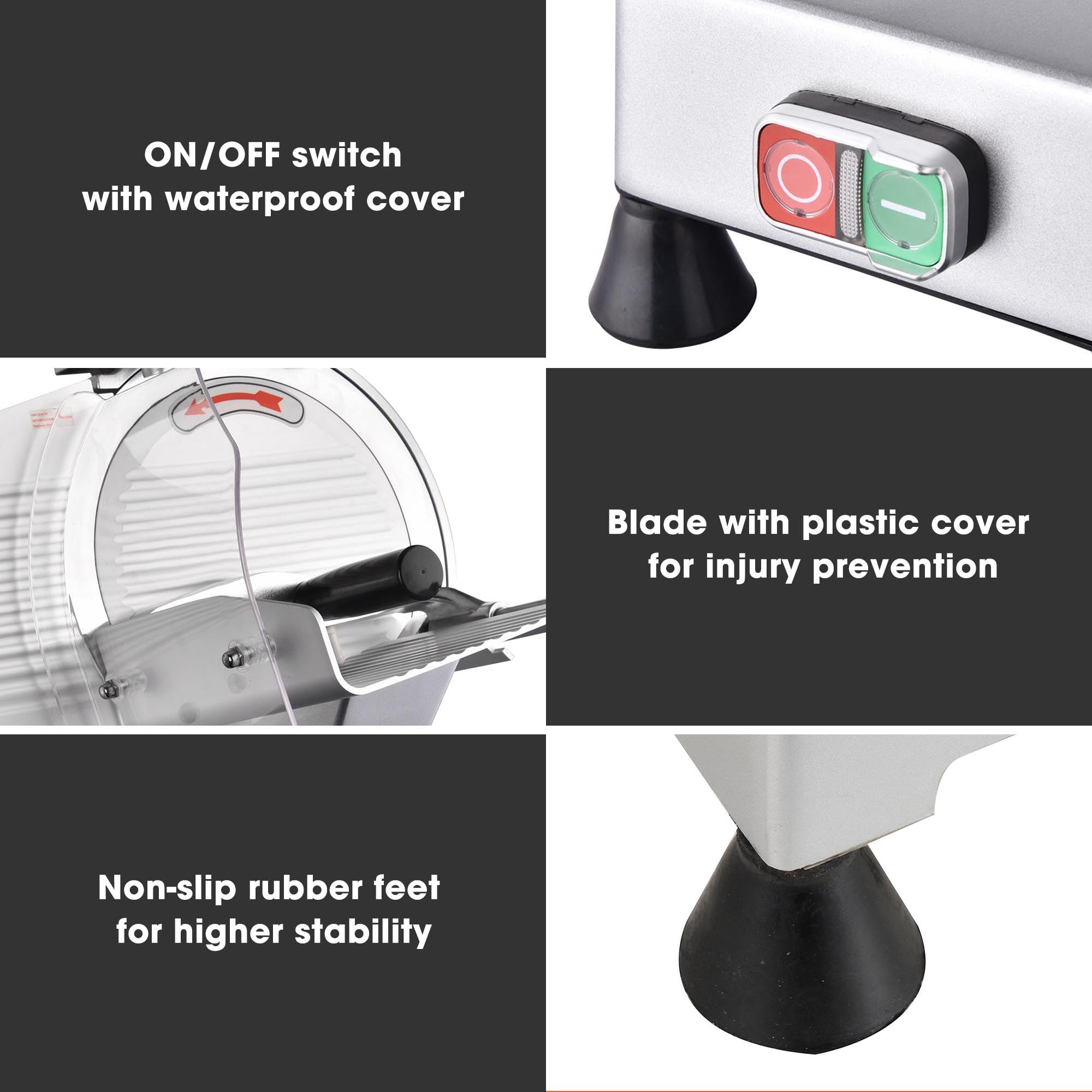 WeChef 10-Inch Commercial Electric Meat Slicer - 240W Stainless Steel Deli & Cheese Slicer with 0-12mm Adjustable Thickness - Perfect for Restaurants, Delis, Catering & Home Kitchen Use - Ideal for Slicing Meats, Cheeses, Vegetables & More