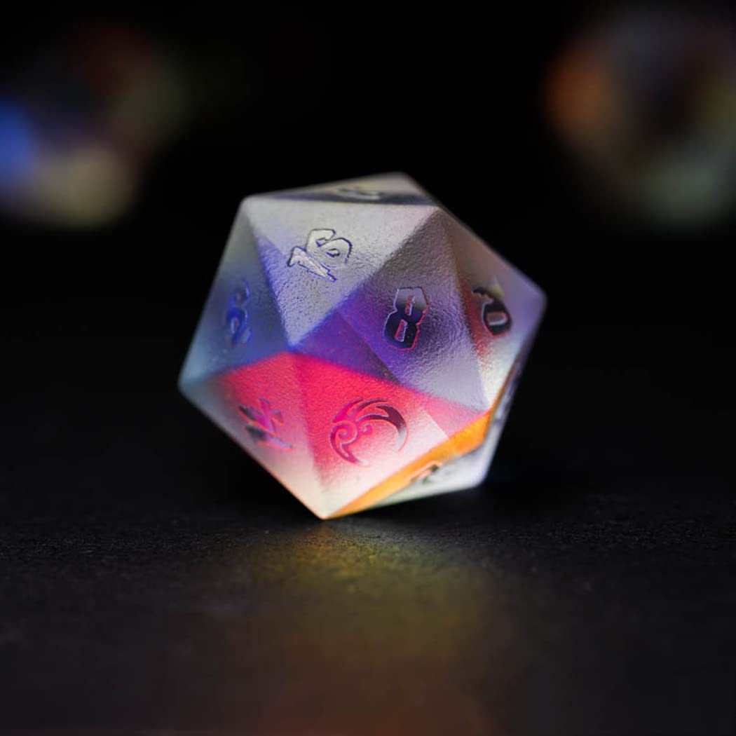 Premium Frosted Crystal Polyhedral DND Dice Set - 7-Piece RPG Dice for Dungeons & Dragons, Tabletop Games & TRPG | Perfect for Campaigns, Character Creation & Game Nights