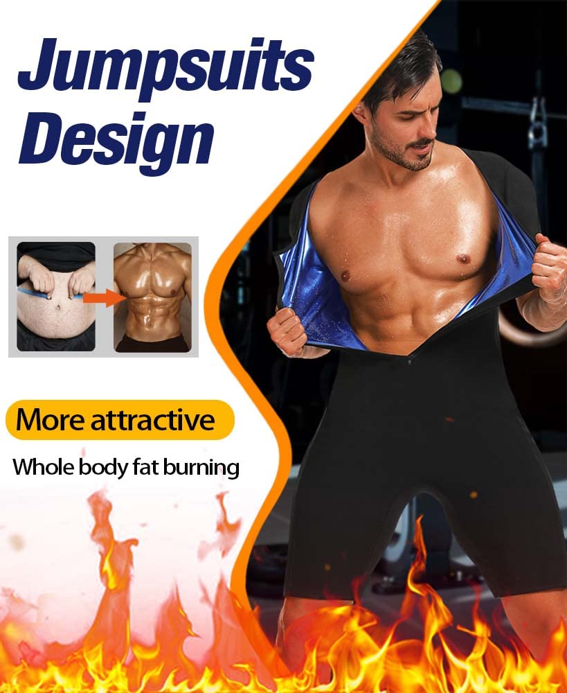 Men's Sauna Suit with Sweat Shirt & Heat Trapping Vest - Full Body Workout Outfit with Shorts for Exercise & Fitness | Perfect for Weight Loss, Detox, and Intense Training Sessions