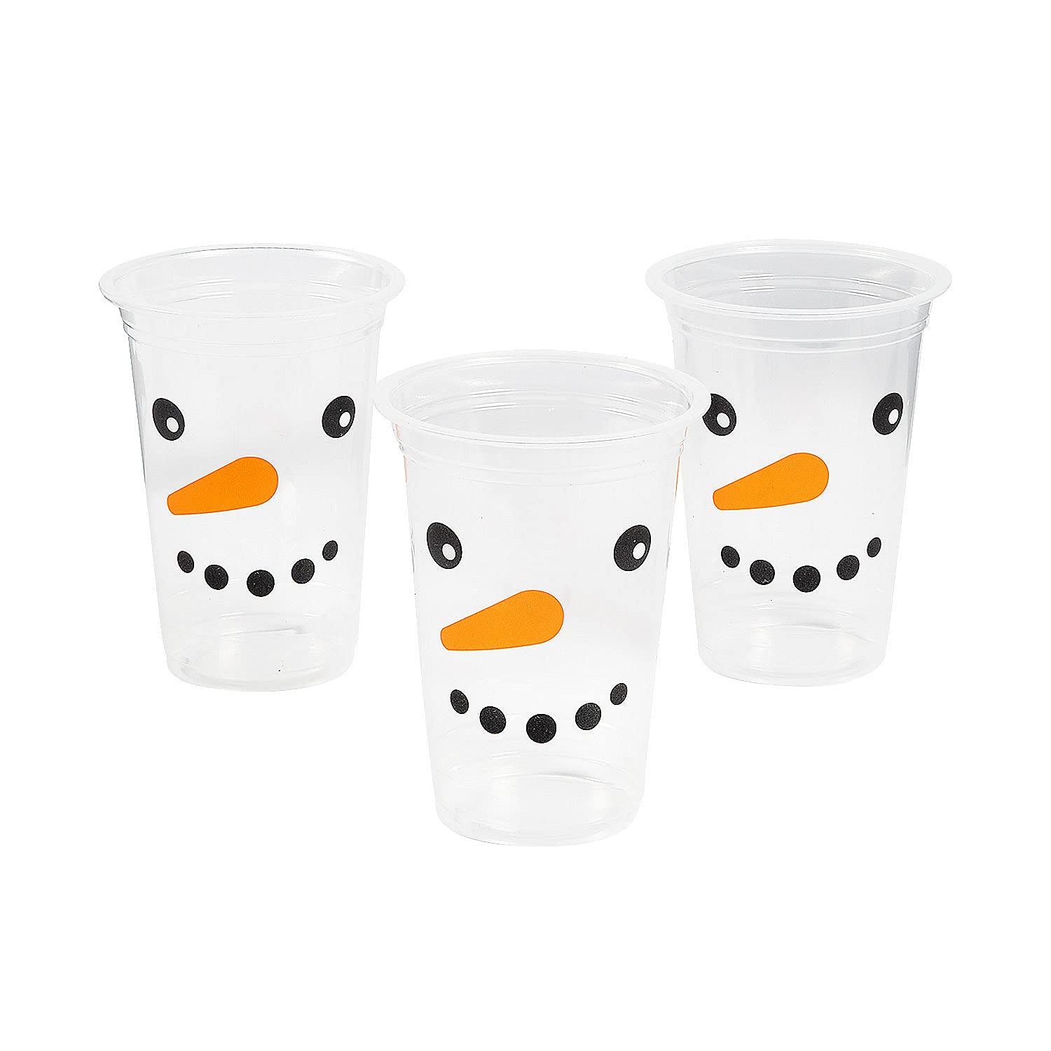 Fun Express Snowman Plastic Cups - Bulk Set of 50, 16 oz Capacity - Christmas Party Supplies for Hot Cocoa, Holiday Decorations & Winter Celebrations