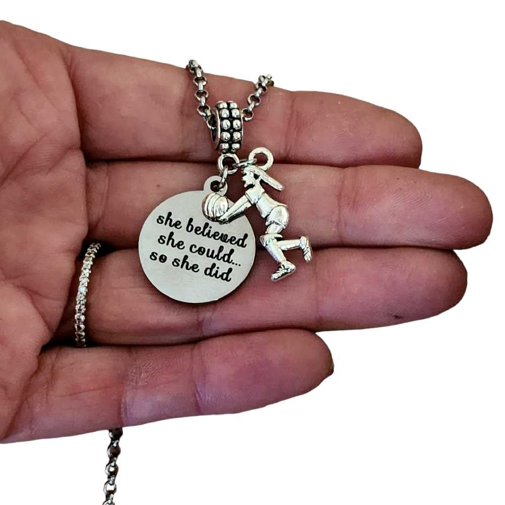 Volleyball Necklace for Women & Girls - She Believed Charm Jewelry Gift for Volleyball Players & Fans - Perfect for Games, Practice & Everyday Wear