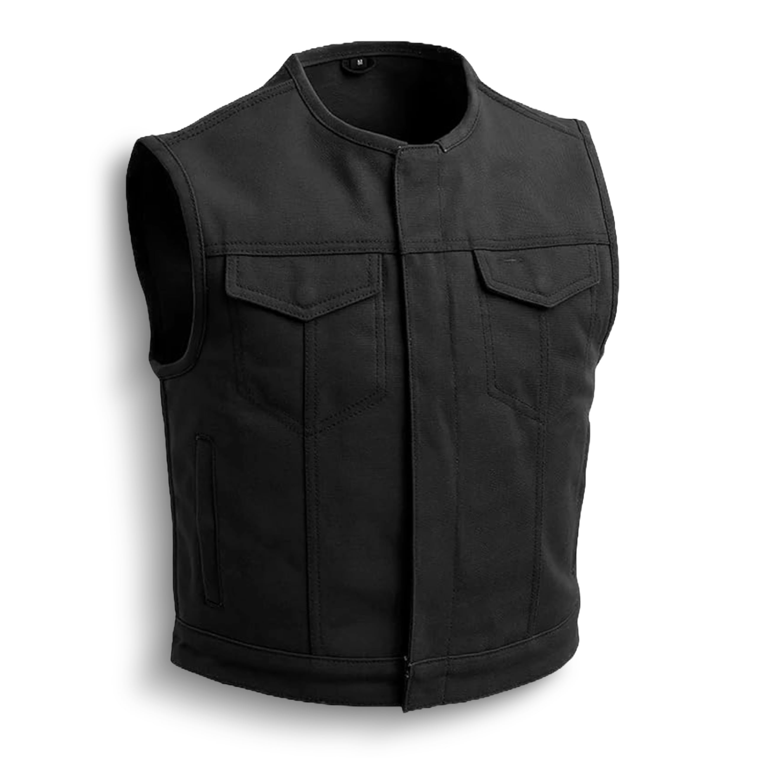 First Mfg Co - Lowside Men's Motorcycle Vest - Biker Riding Jacket in Canvas, Leather & Twill with Perforated Leather Panels | Cruising, Touring & Urban Riding Gear