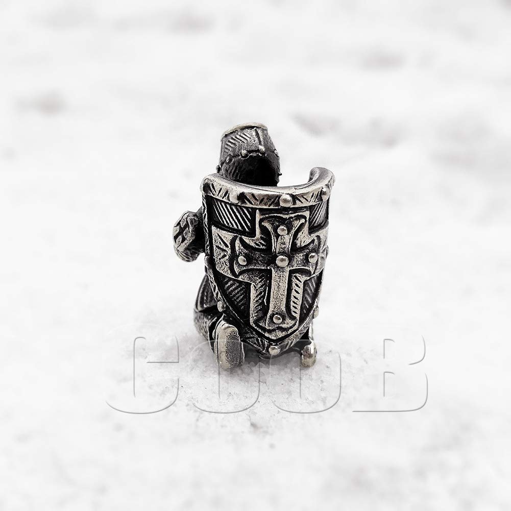 EDC Paracord Bead - Knight Templar Metal Charm for Knives & Lanyards - Outdoor Gear Accessory