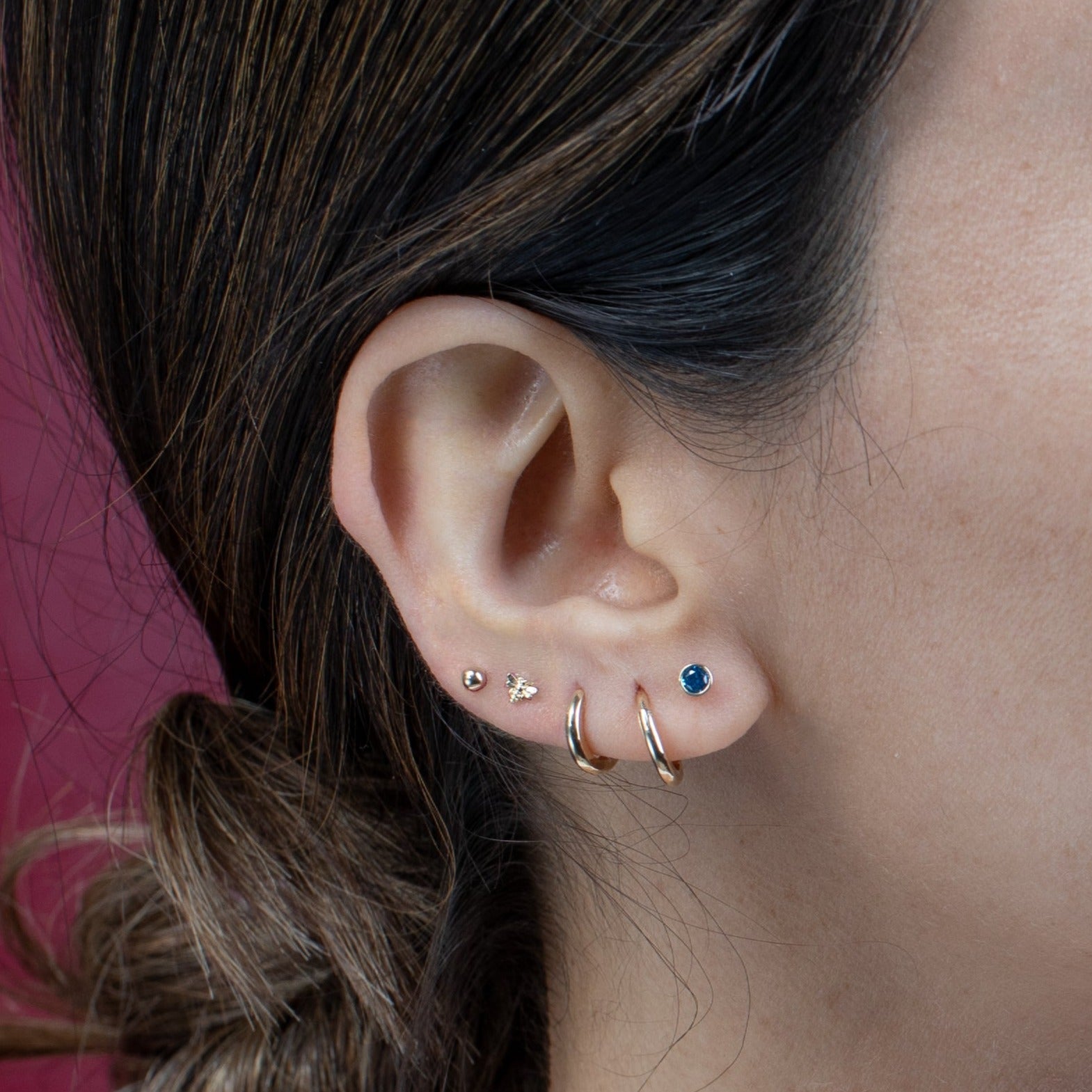 14K White Gold Round Blue Topaz Stud Earrings - Flat Back Bezel Set for Everyday Wear & Special Occasions
